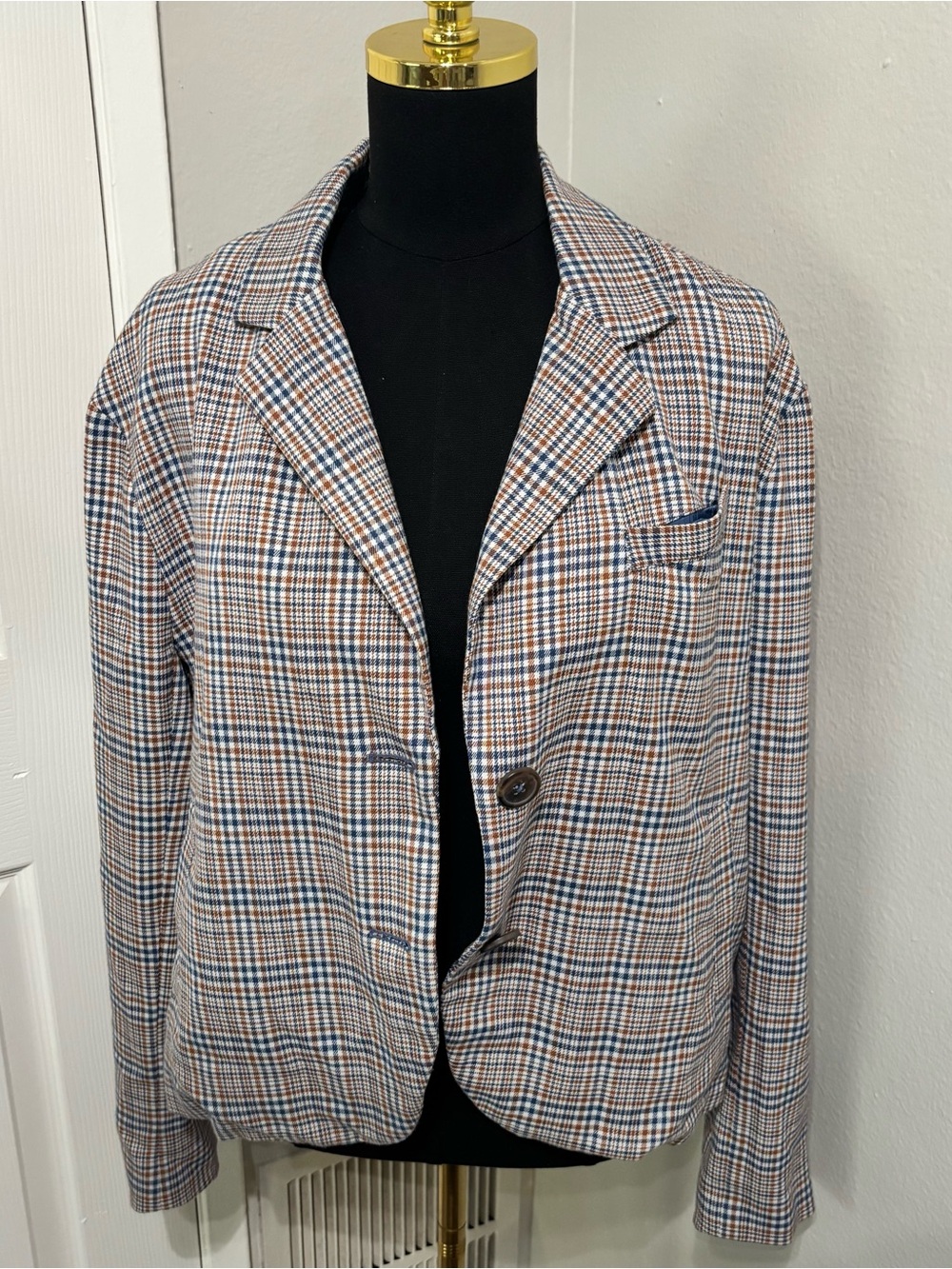 Preppy Officewear Free People Plaid Blazer Size XS Academia